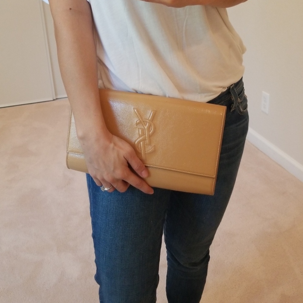 YSL Sac De Jour Clutch beige